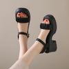 Fairy wind sandals female summer new small thick sole one-word buckle pleated beach shoes female