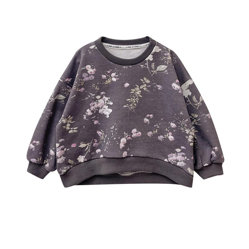 

2025 Boys Floral Sweatshirt - Korean Style Autumn Fashion for Kids 110cm
