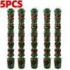 34CM Simulated Red Berry Wreath Strap Green Rattan Garland with Pine Cones Xmas Tree Christmas New Year Door Home Stairs Decor