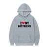 Herren Gothic Streetwear Kapuzenpullover Mit I LOVE MY BOYFRIEND Aufdruck Langarm Lockerer Schnitt