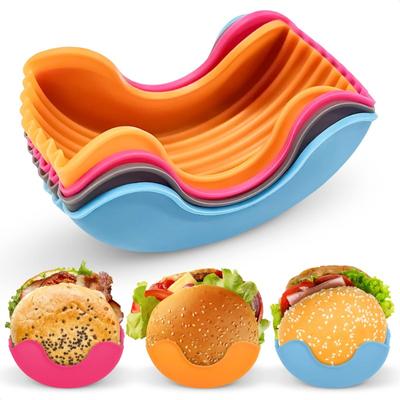 Uchwyt na burgera Stała silikonowa półka Narzędzia do hamburgerów Wielokrotnego użytku Stojak Uchwyt Przechowywanie Domowy Organizer Pudełko Akcesoria do narzędzi kuchennych