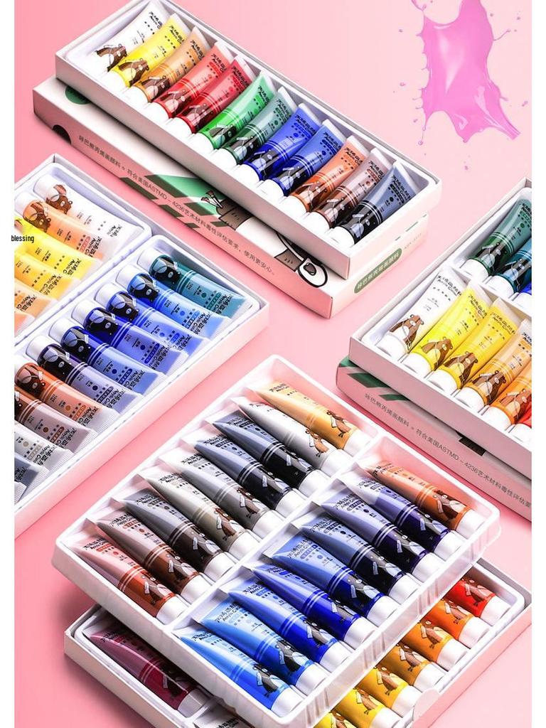24-Color Durable Waterproof Acrylic Paint Set for Wall Art & Kids' Crafts