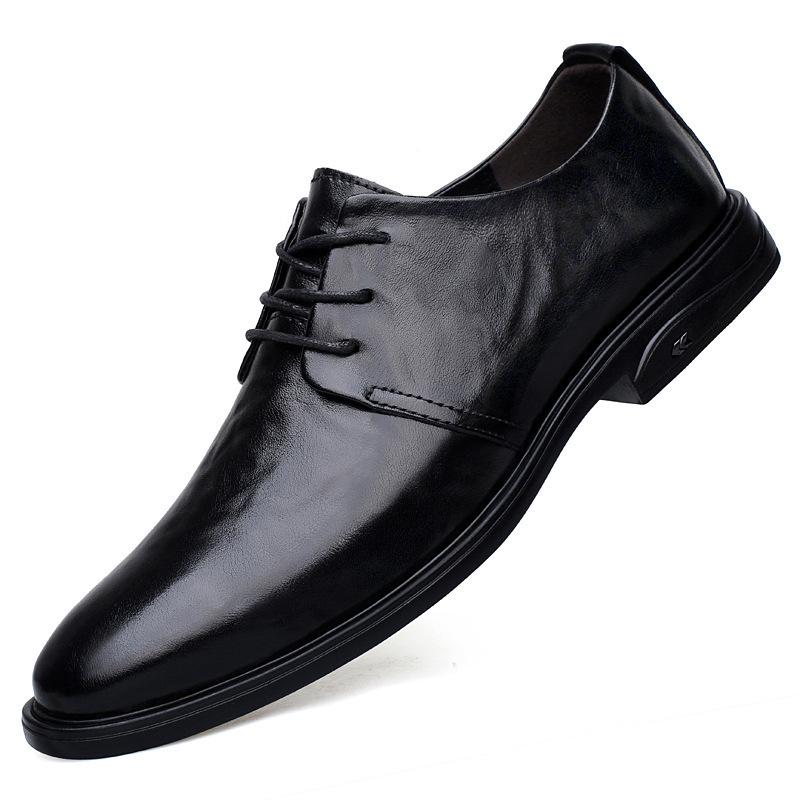 Men's Autumn Business Leather Shoes - British Style, Comfortable Lace-up, Top Layer Cowhide Casual Shoes