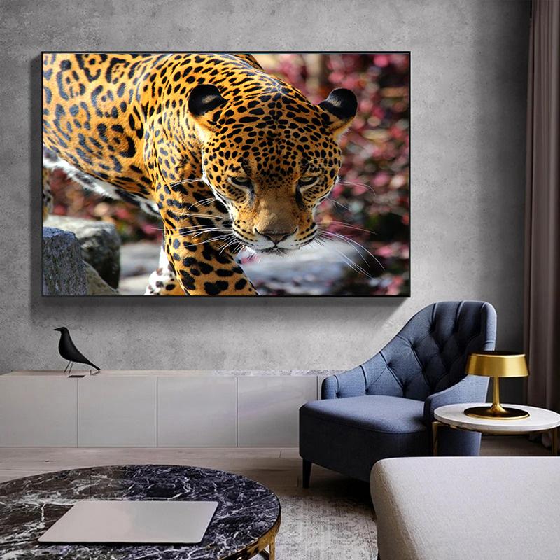 Tropical Animals Fantasy Poster Leopard in Jungle Canvas Painting Wall Prints Picture for Living Room Home Decor