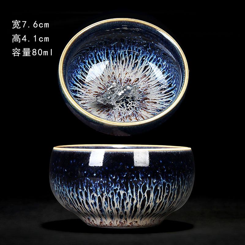 Colorful Tenmokus Tea Cup Fancy Jianzhan Ceramic Teacup Petal Shaped Chinese Style Small Tea Bowl teaware cup