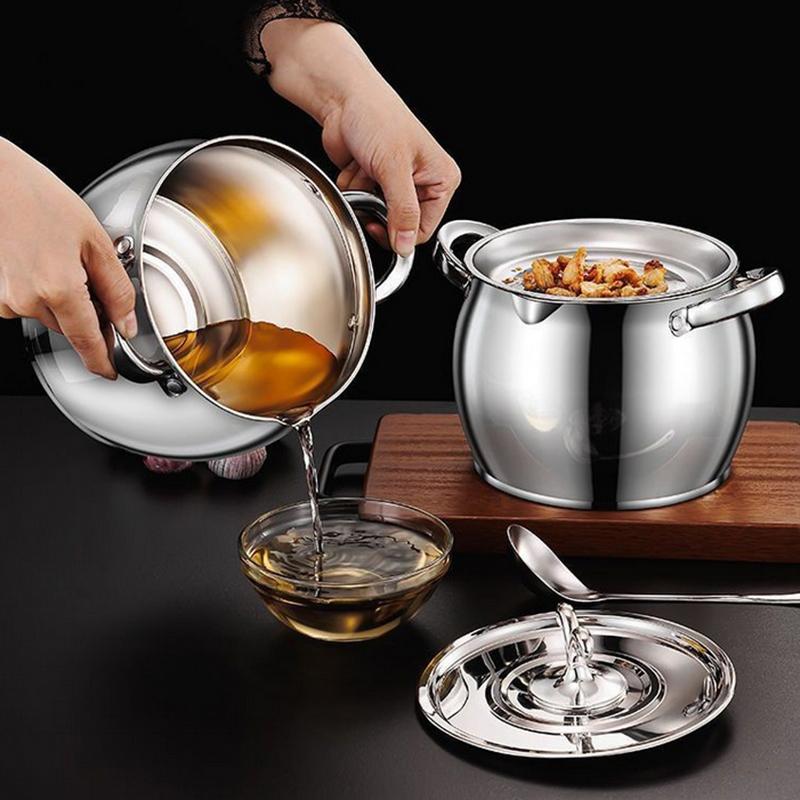 1.5/4L Stainless Steel Household Oil Filter Pot Lard Strainer Tank Container Jug Large Capacity Storage Can Outdoor Tableware