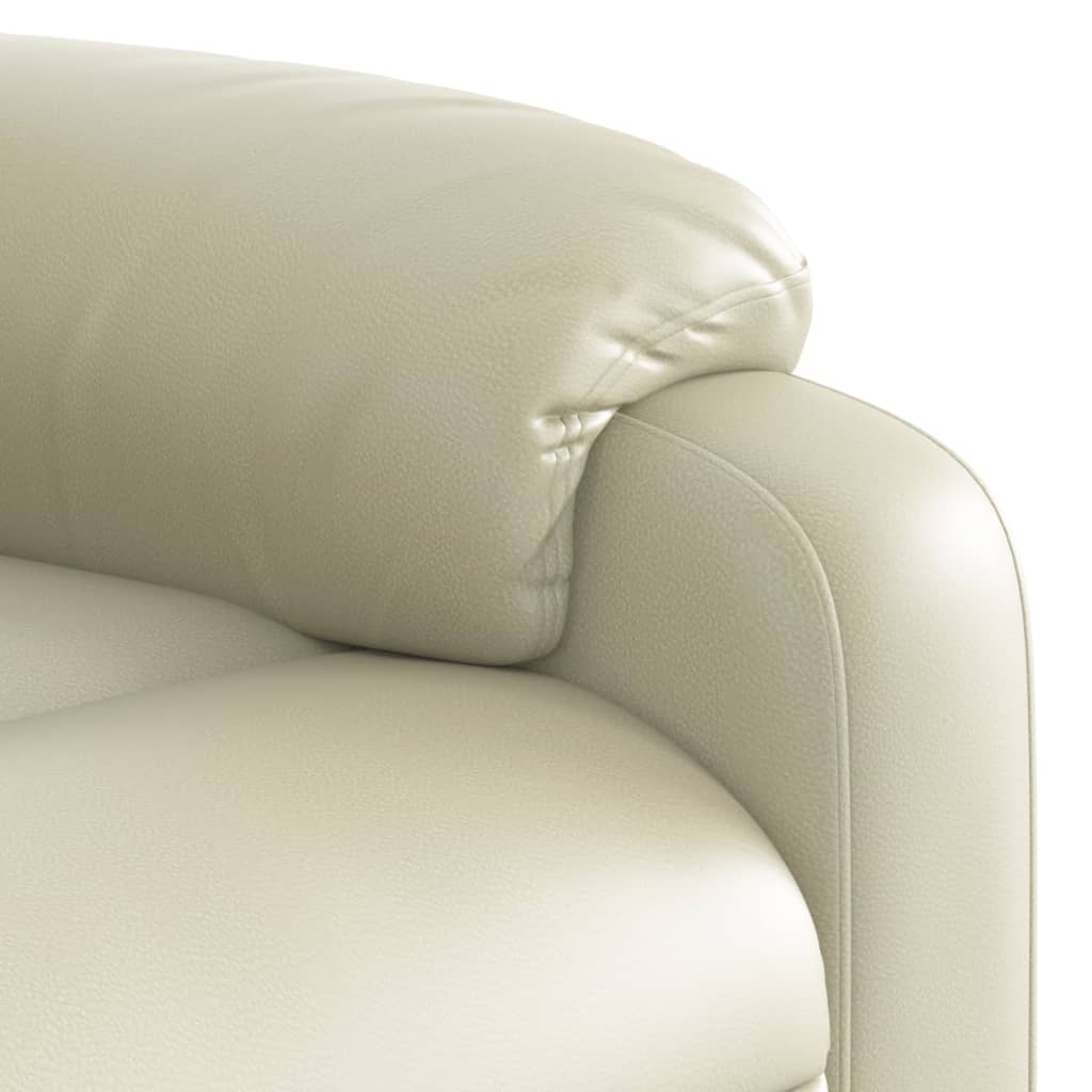 Electric Recliner Chair Cream Faux Leather