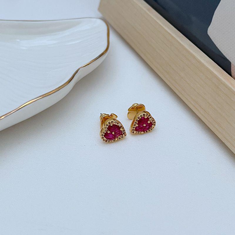 2024 Summer Trendy Elegant Heart Zircon Stud Earrings for Women