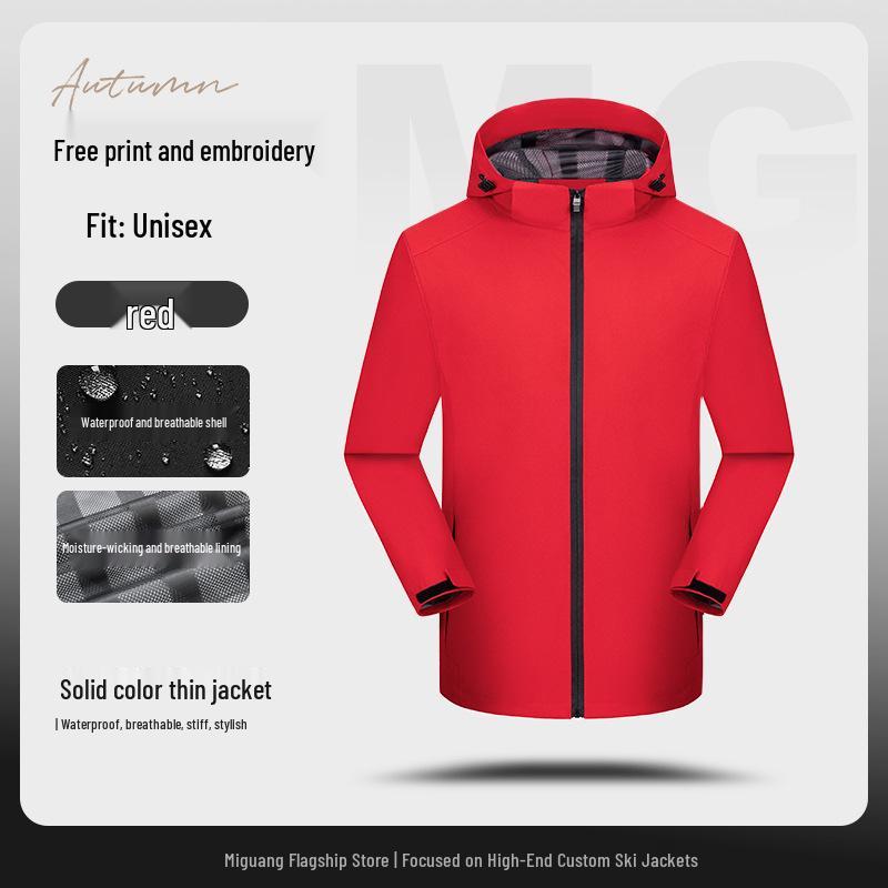 Men's Waterproof Windproof Mountaineering Jacket with Custom Logo Print - Durable Workwear for Companies and Groups