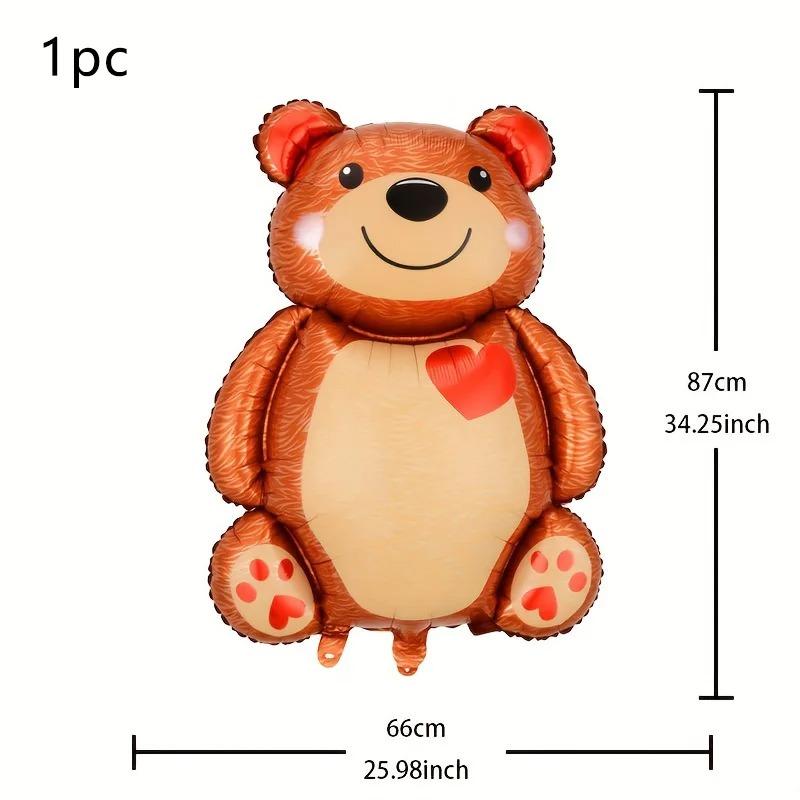 1/3pcs Large 3D Bear Aluminum Balloon, for Birthday Wedding Valentine's Day, Big Animal Theme Party Photo Background Decor
