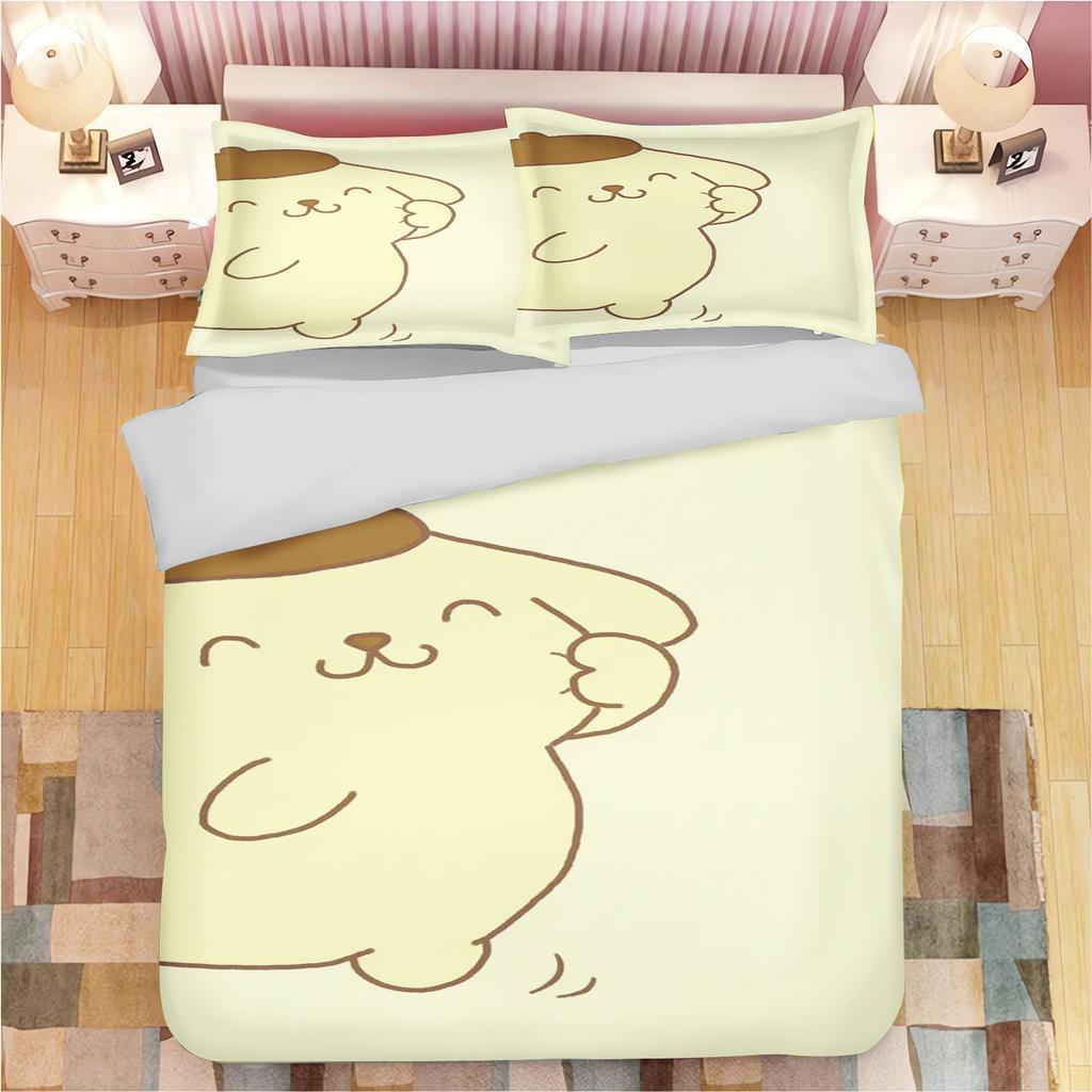 Poszewka na kołdrę z kreskówką Pompompurin Poliester Urocza Drukowana Miękka Pościel Szyta na Miarę Dom Obcy Pokój Dziecięcy Kołdra Prezent dla Dzieci