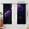 2 Stück, 2D-Flachdruck Moderne Vorhänge Lila Rosen in Blüte Polyestergewebe (ohne Stange) Festlich für Schlafzimmer, Büro,