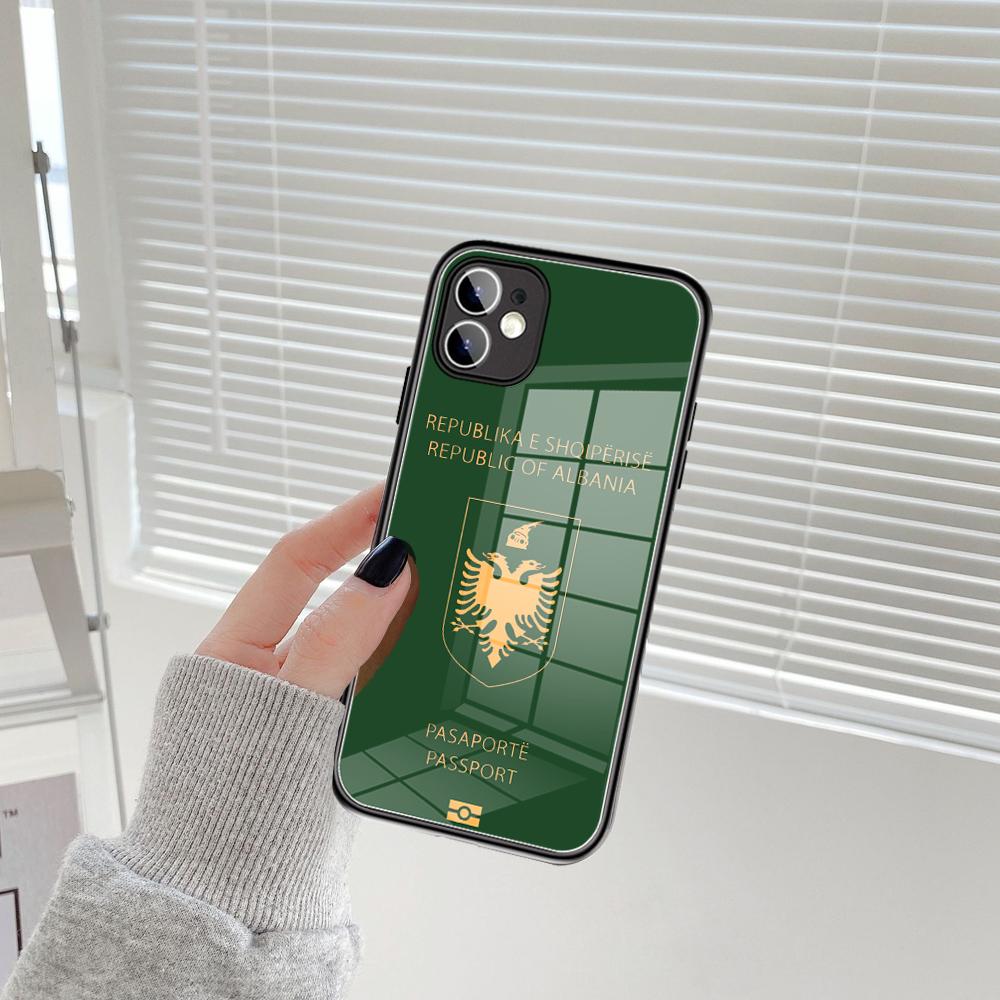 Per IPhone Albania Cassa Del Telefono Del Passaporto di Vetro Temperato 15 14 13 11 12 14 Pro XR XS MAX 8X7 Plus SE 13 14 Pro Mini Coperture