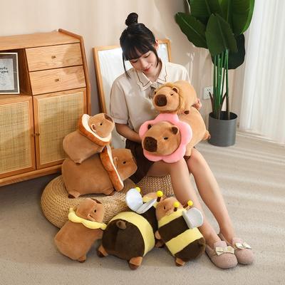 Capivara fofa fofa transformada em abelha leão boneca brinquedo de pelúcia boneca capivara deitada boneca infantil boneca