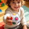 Mini Push Ball Football Fidget Toy with 12-Holes, Stress Relief Press Sensory Toy, Rainbow for Adults and Kids Hand Exercise Tools