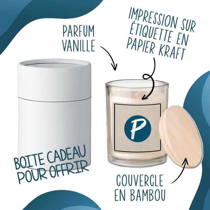 Bougie parfumée - PLANETEE - Padel Time Femme - senteur vanille - pot verre & couvercle bambou - format compact 8,5x7 cm