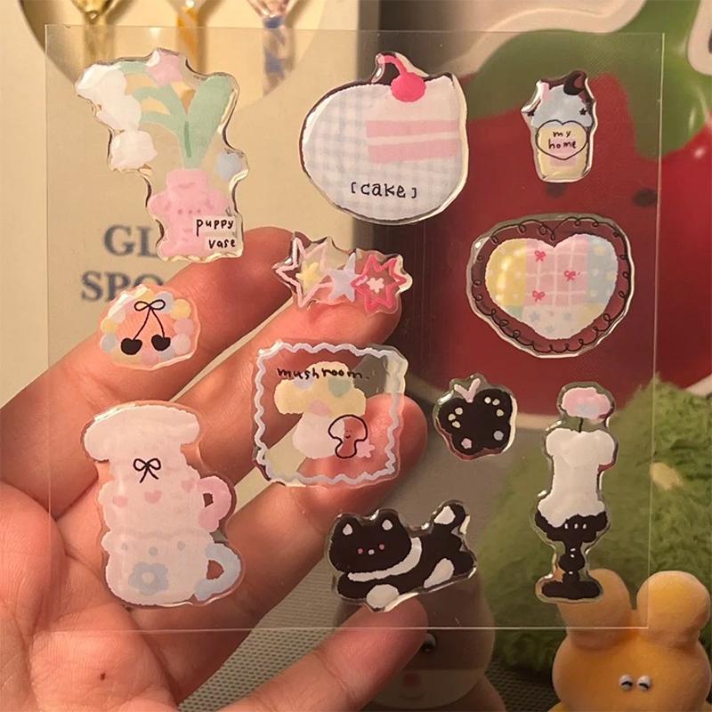 1 Blatt 3D Epoxidharz Transparente Aufkleber Ins Niedliche Schwarze Katze Cartoon Gelee Aufkleber Dekoration Für DIY Handyhüllen Laptop Tablet