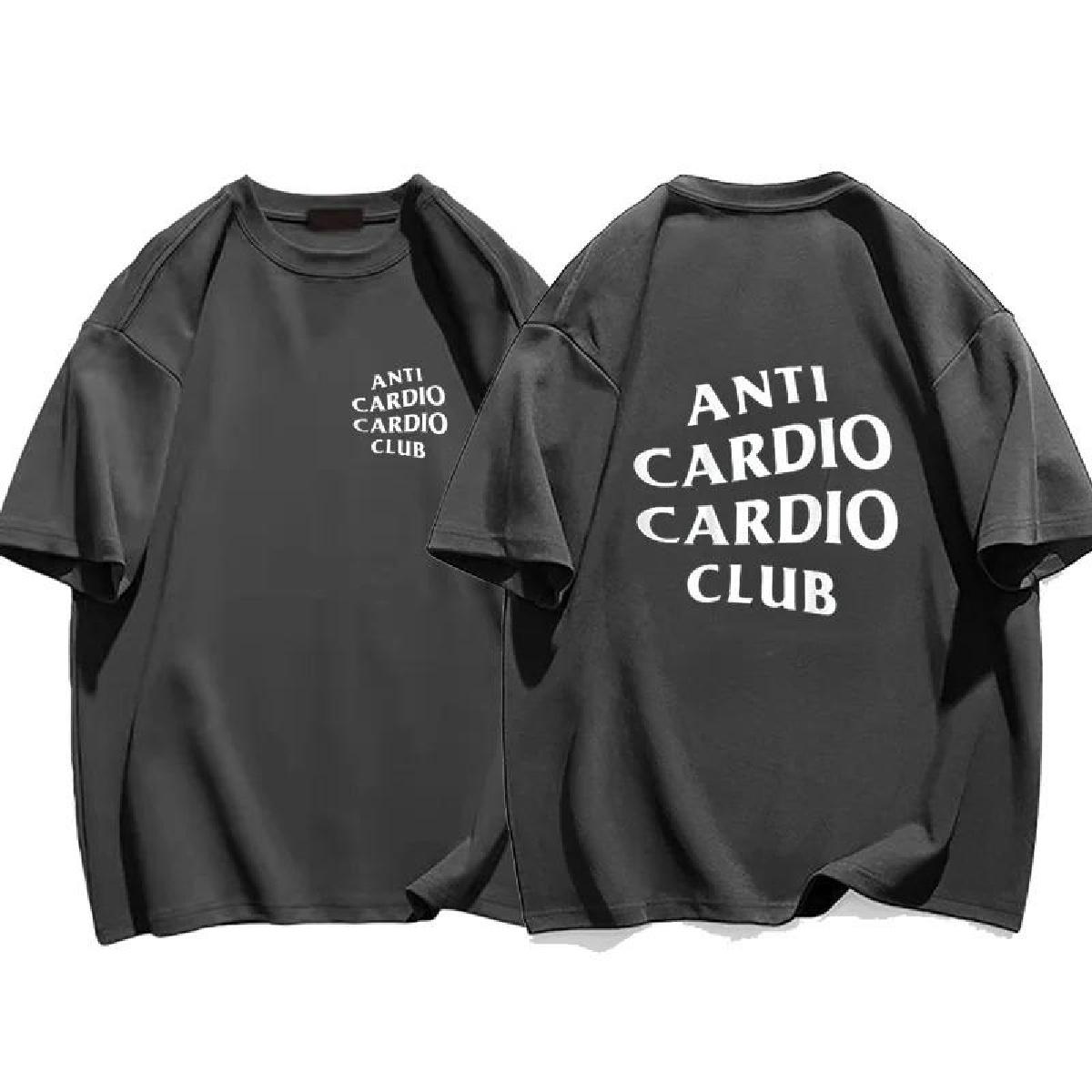 

Мужская одежда больших размеров футболка Anti Cardio Club Gym Life Letter Print Футболка из хлопка для женщин футболка большого размера для мужчин Лето XXXXXL чёрный