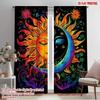 Sun Moon Patterns Print Curtains Pole Bag Home Decoration Room Curtain Set Of 2 Made Polyester Washable