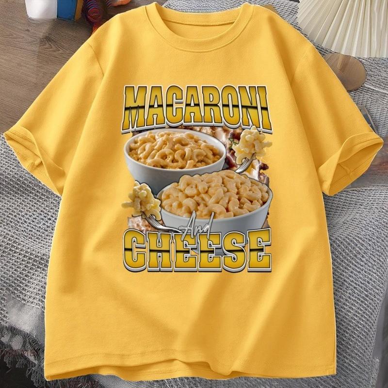 Macaroni Cheese Rap Vintage Graphic TShirt Funny Retro Food Lover Tshirt 90s Aesthetic Trendy Y2K Streetwear Tees Clothes