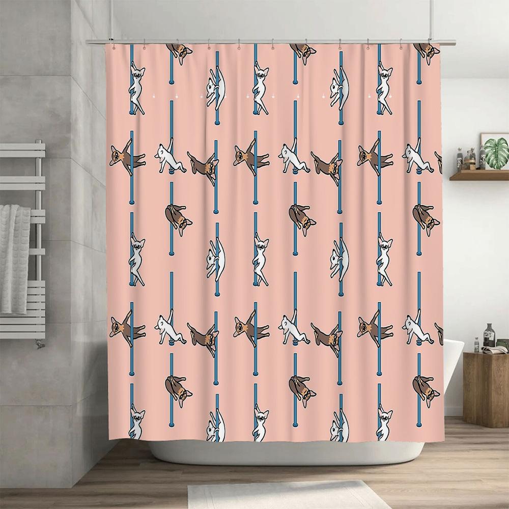 Cute Cat Shower Curtain Waterproof Bathroom Decor Farmhouse Style Animal Pattern Fabric Liner Vintage Washable Home Textile