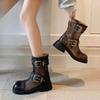 Fashion British Style Mesh Face Leather Buckle Breathable Women's Cool Boots 2025 Summer New