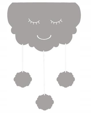 Decoration for a Child' Room, Lambrequin with Pendants, CLOUD, Light Gray, 60x95