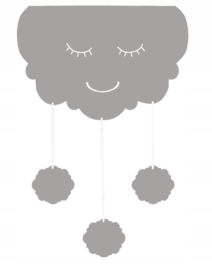 Decoration for a Child' Room, Pelmet with Pendants, CLOUD, Gray, 60x95
