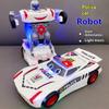 Juguete de Robot Transformable Eléctrico Coche Giratorio con Luces y Activación por Sonido