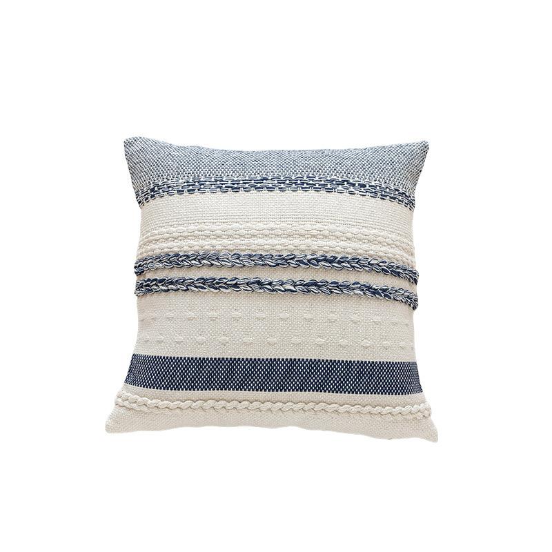 Knitted Striped Woven Pillow Cover Textured Square Cushion Cover Boho Bedroom Pillowcase No Filler Sofa Home Decoration