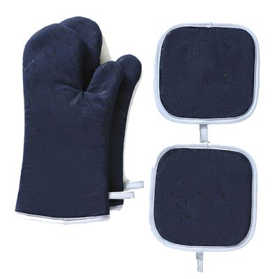 4-teiliges Ofenhandschuh- und Topflappen-Set, hitzebeständiges, weiches Baumwollfutter mit rutschfester Oberfläche zum Backen und Grillen in der Küche