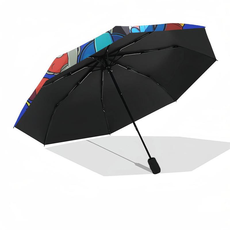 1pc Mega Man Auto-Folding Umbrella, Portable 3-Fold Design, 8-Bone Iron Frame Outdoor Umbrella, Perfect Gift for Fans, Travelers, Everyday Use, Festiv