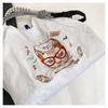 Gao Yuanyuan Style Japanese Embroidery Cat Tote Bag - Versatile, Large Capacity, Single Shoulder & Crossbody Drawstring Bag