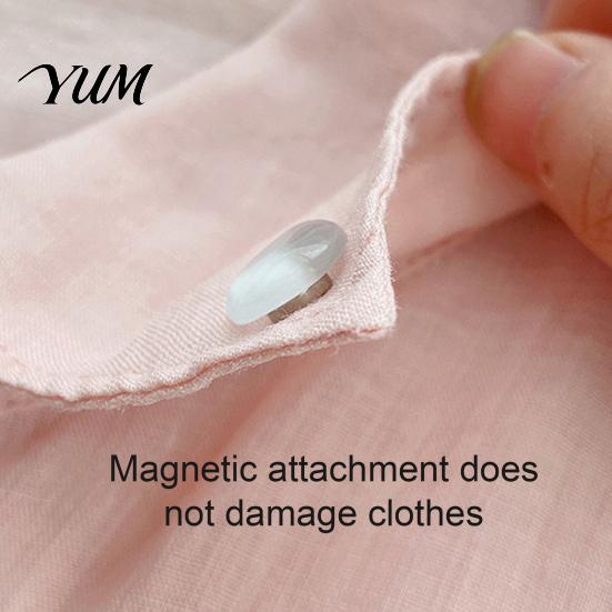 Magnetic Brooch Button Cat's Eye Stone Button, No Sew Safety Pin for Invisible Clothing Fastener Scarf Shirts Sweater, Round Square Love Heart