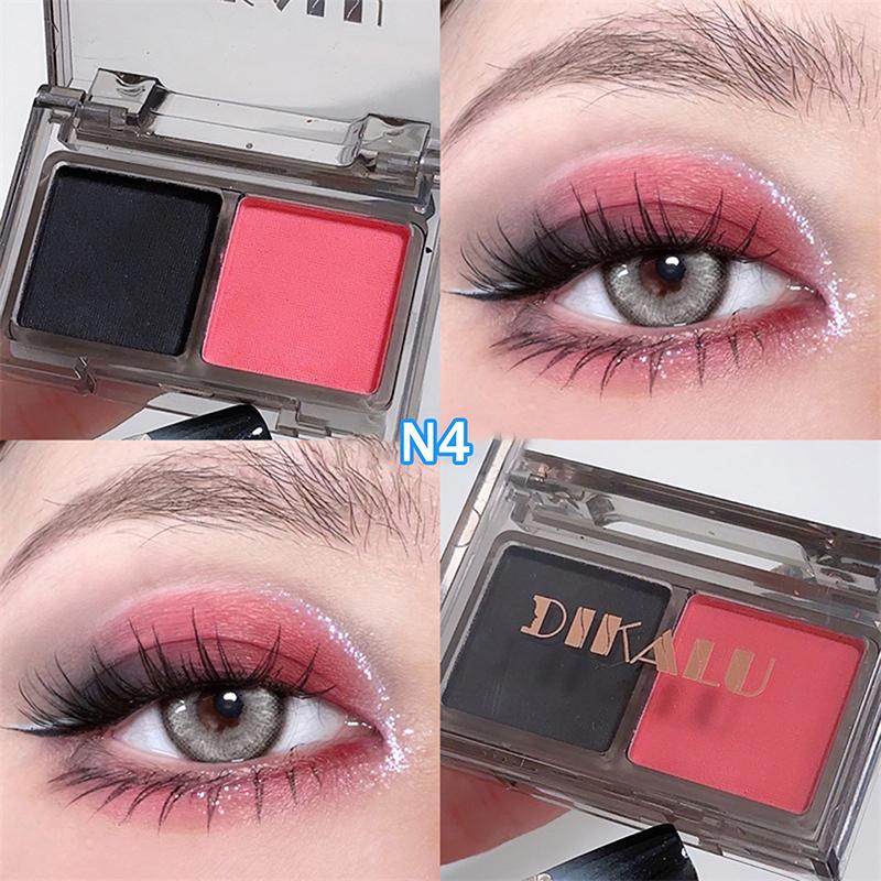Dikalu Dark Night Black Eyeshadow Palette Glitter Matte Pearlescent Shimmer Shinny Eye Pigment Eyeshadow Korean Cosmetic Makeup as the picture