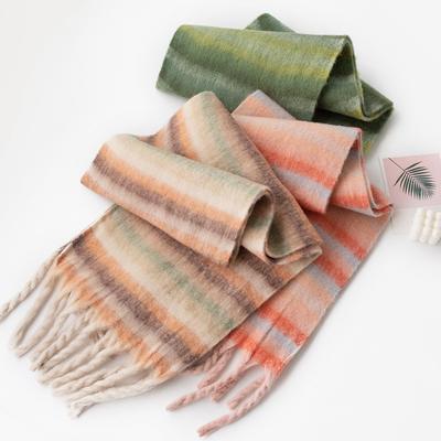 New Imitation Cashmere Fluffy Big Pulled Scarf Warm In Autumn and Winter Fringed Shawl Versatile Simple Plaid
