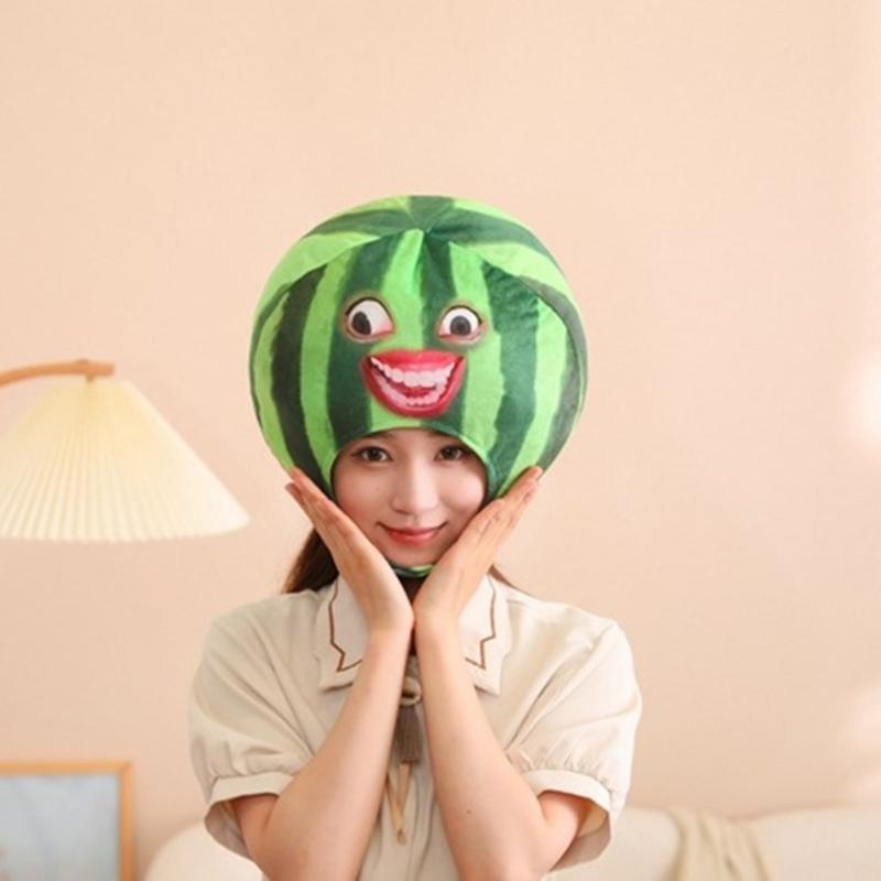 Divertente Cappello a Forma di Anguria per Carnevali Festa Costume Cosplay Evento Morbido Peluche Copricapo Scherzo Per Adulto