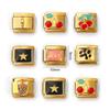 2 Piece Stainless Steel Italian Charm Links Cherry Fruit Fit 9mm For DIY Bracelet Jewelry Making 18K Gold Plated Rectangle
