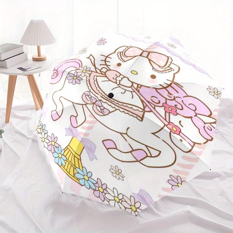 Hello Kitty Theme Automatic Opening and Closing Folding - A Good Choice for Gifts, Fashionable and Convenient Cartoon Umbrella With Cute Cartoon Chara