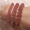 Women's Pink Natural Strawberry Crystal Bracelet - Ice Type Beaded Jewelry