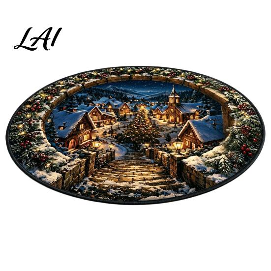 Stylish Home Entrance Carpet Christmas 3D Illusion Rug Black Hole Vortex Visual Effect Mat Non-Slip Indoor Decorative Rug Holiday Door Machine