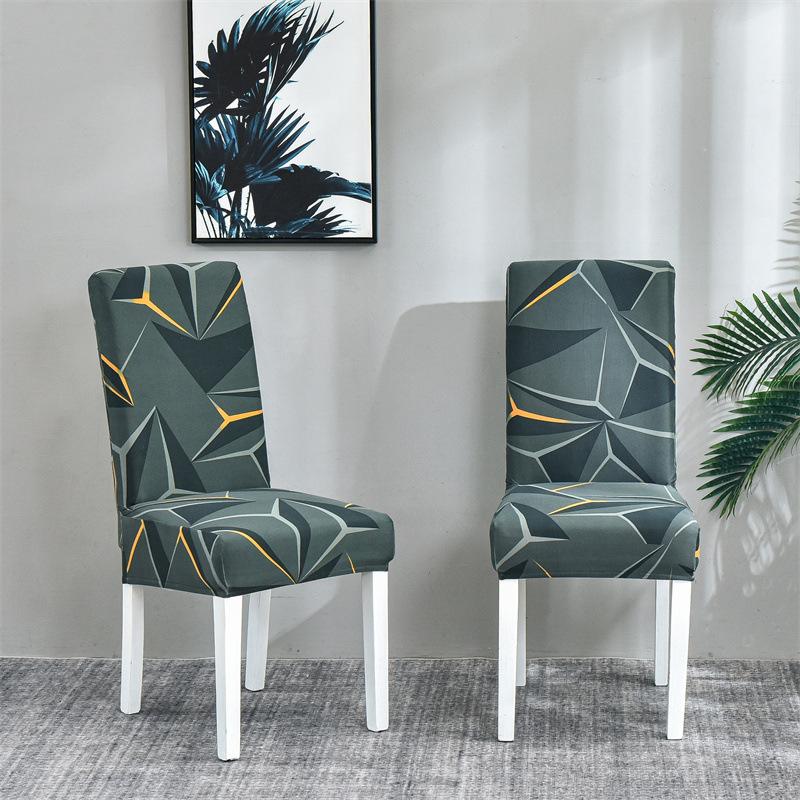 Printed Chair Cover Geometric Pattern Stain-Resistant Anti-Dust Seat Cover Minimalist Fashion Hotel Home Dining Chair Protector