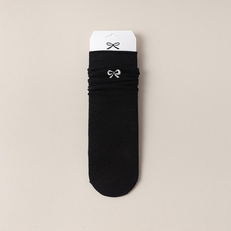 Women's Summer Thin Ballet Style Bow Embroidered Boneless Cotton Socks