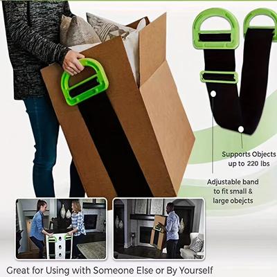 Tiras Ajustáveis de Levantamento e Movimentação, Tiras de Mudança para Móveis e Tira de Transporte Multifuncional com Alças de Suporte 220Lbs