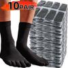 10pairs Unisex Five Toe Socks Men Women Five Fingers Socks Cotton Soft Breathable Sports Running Solid Color Black White Soks