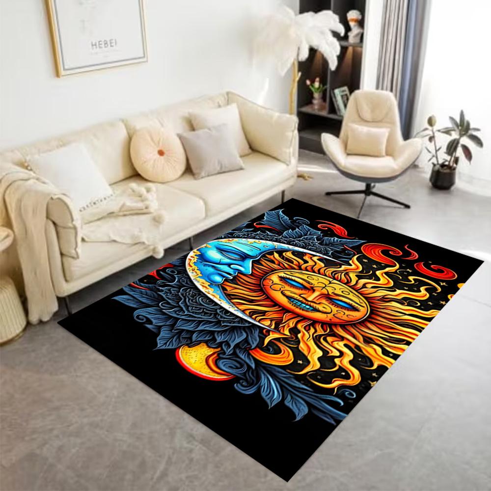 Sun and Moon Design Rug Home Carpet Non Slip Office Decor Gift Living Room Bedroom