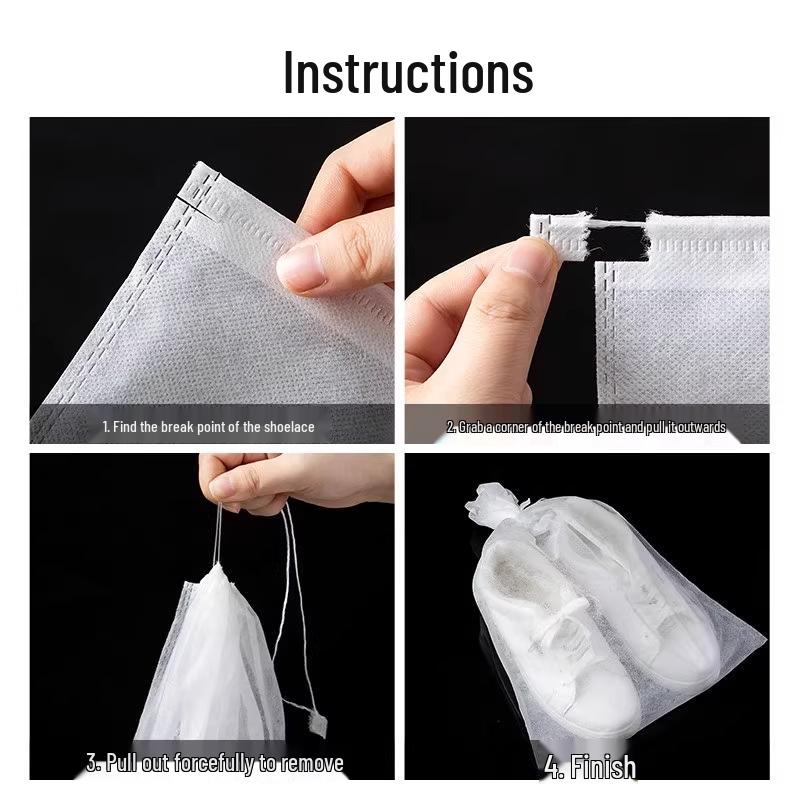 Disposable Non-Woven White Shoe Storage Bag - Anti-Yellow, Dustproof, Sun-Drying Travel Shoe Cover
