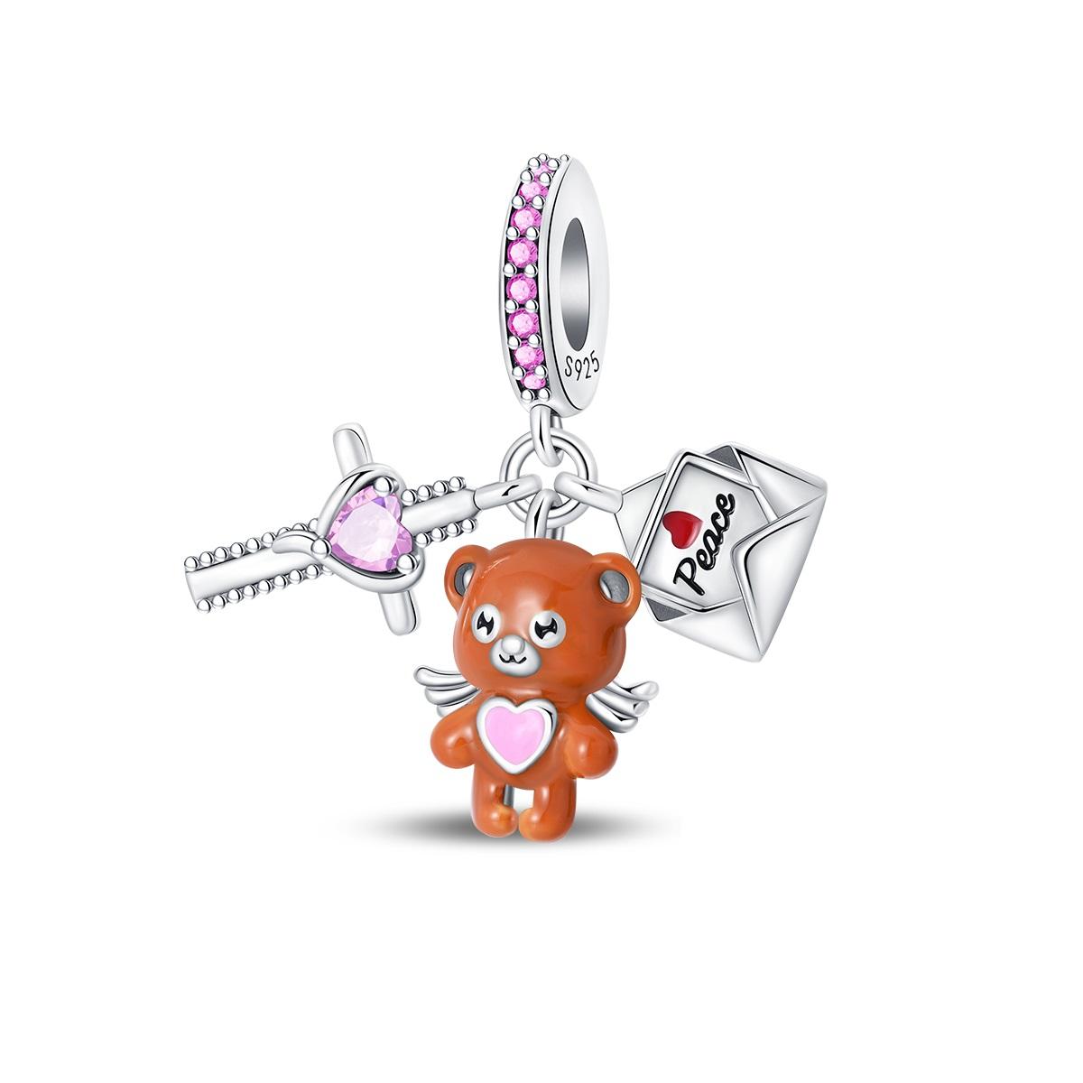 Оригинальные Медные Шармы Роскошные Бусины Маленький Мишка Подходят для Браслета DIY Женские Создание Изящный Подарок