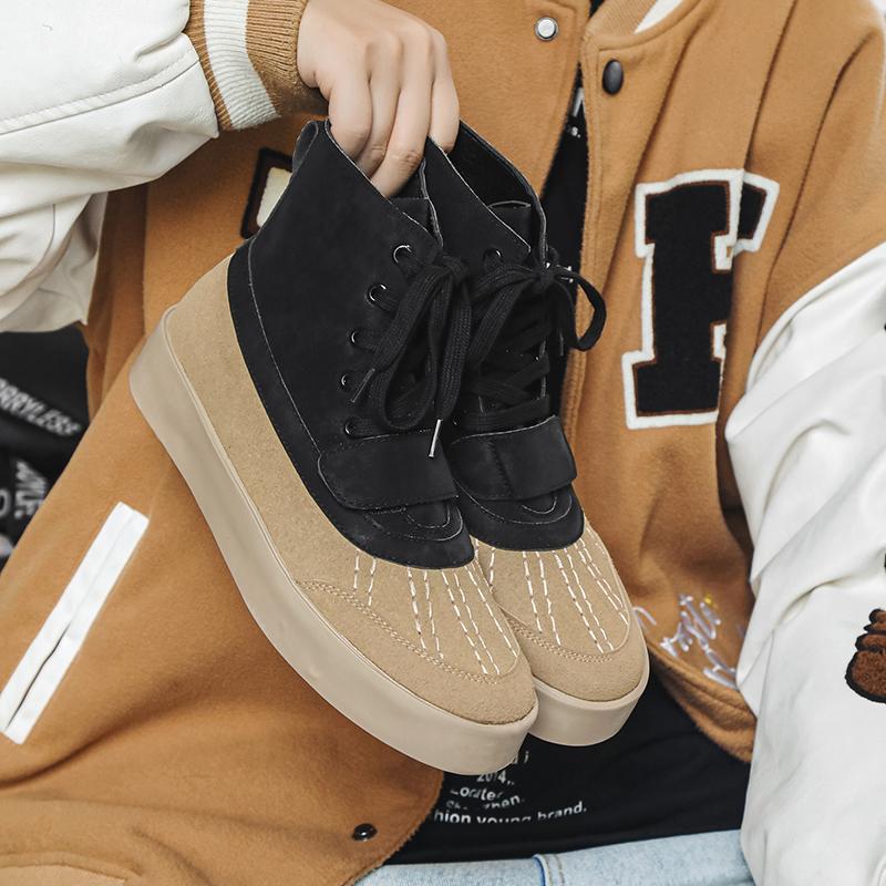 Fashion 2024 Men's Japan Karajuku Korean Style Fashion Streetwear Thick Platform Casual Black Leather Shoes Lace Up Sneakers Shoes