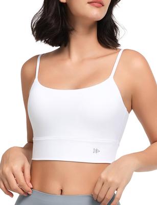 Yvette Sport-BH für Yoga-BH Weiß Damen, Yoga, Ohne Bügel, Gepolstert, U-Ausschnitt, Stilvoll, Atmungsaktiv, Tanz, Tragen, BH, Oberteil, Camisole, S,